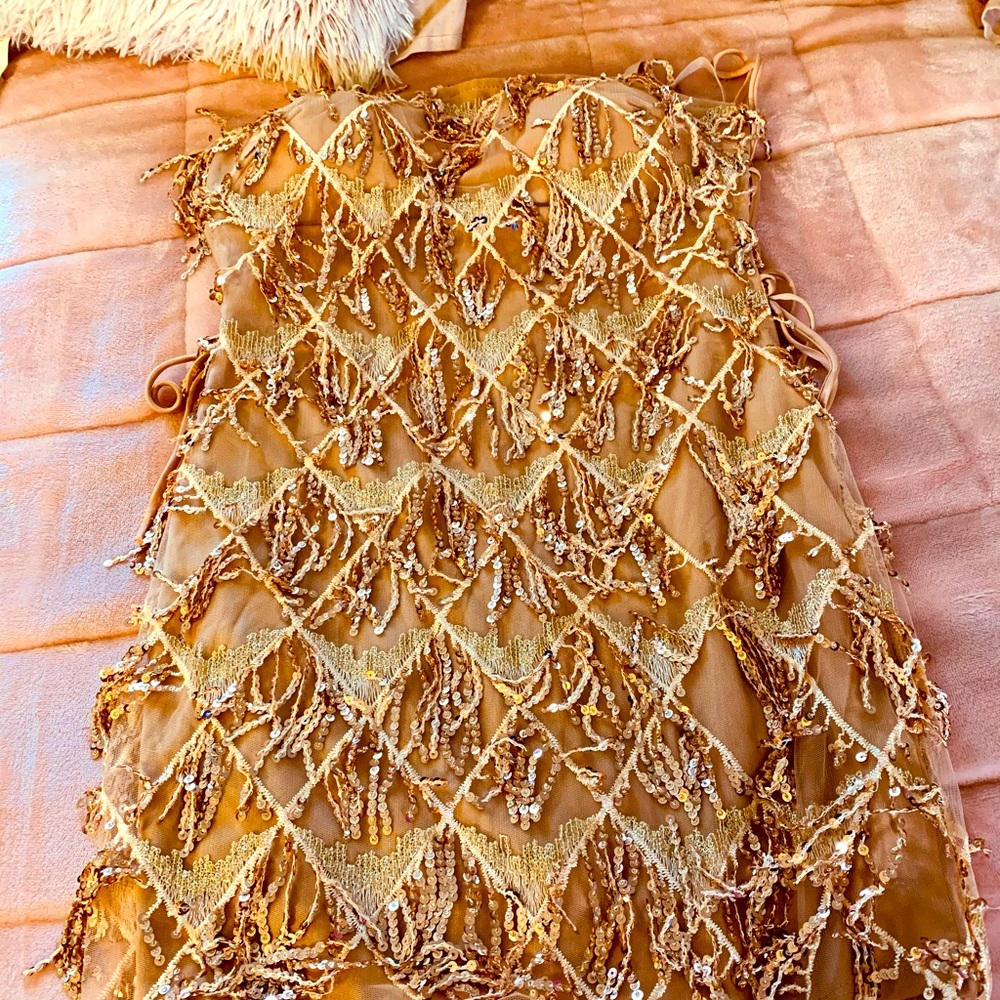Gold Short Sequins Dress